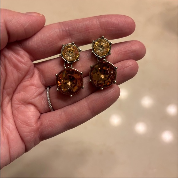 J Crew Gold Tone Jeweled Drop Earrings - Picture 4 of 4